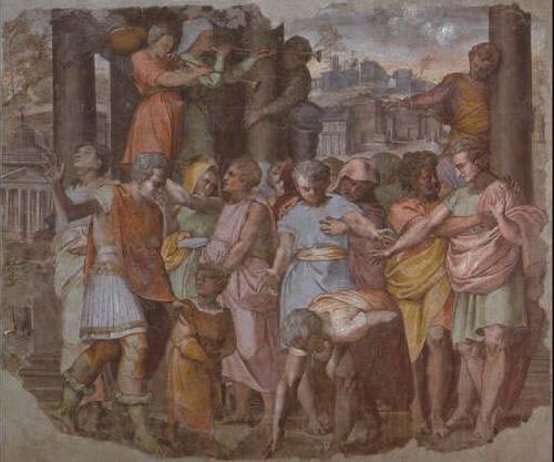 Perino Del Vaga Tarquinius Superbus Founds the Temple of Jove on the Capitol, from Palazzo Baldassini, now in the Uffizi, Florence Germany oil painting art